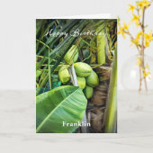 Happy Birthday Men Coconuts Bäume tropische Gewohn Karte (Gelbe Blume)