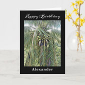 Happy Birthday Men Künstlerische Kokospalme Tropic Karte (Gelbe Blume)