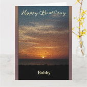 Happy Birthday Men Sunset Tropical Personalize Karte (Gelbe Blume)