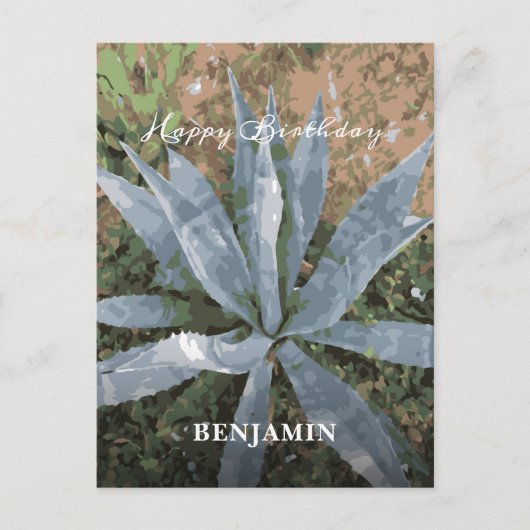 Happy Birthday Men Watercolor Pflanze personalisie Postkarte (Vorderseite)