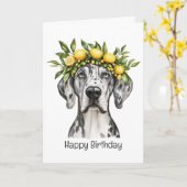 Happy Birthday Merle Great Dane Dog Lemon Crown Karte (Gelbe Blume)