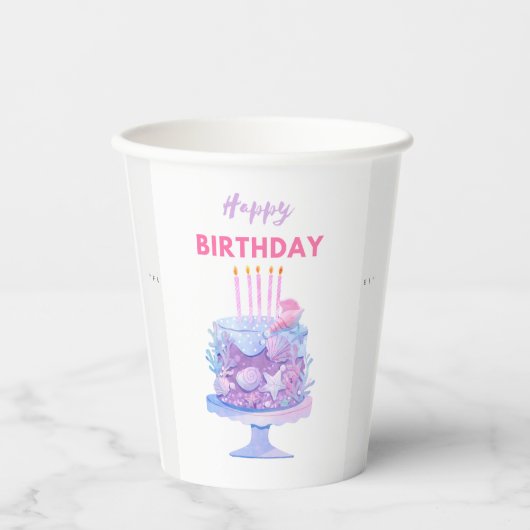Happy Birthday Mermaid Cup Pappbecher (Vorderseite)