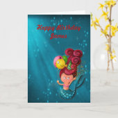 Happy Birthday Mermaid Karte (Gelbe Blume)