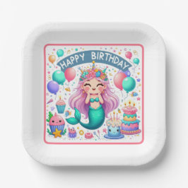 Happy Birthday Mermaid Pappteller