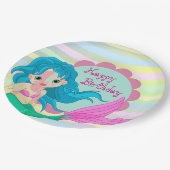Happy Birthday Mermaid Pappteller (Schrägansicht)