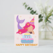 Happy Birthday Mermaid Postcard Postkarte (Stehend Vorderseite)