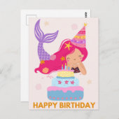 Happy Birthday Mermaid Postcard Postkarte (Vorne/Hinten)