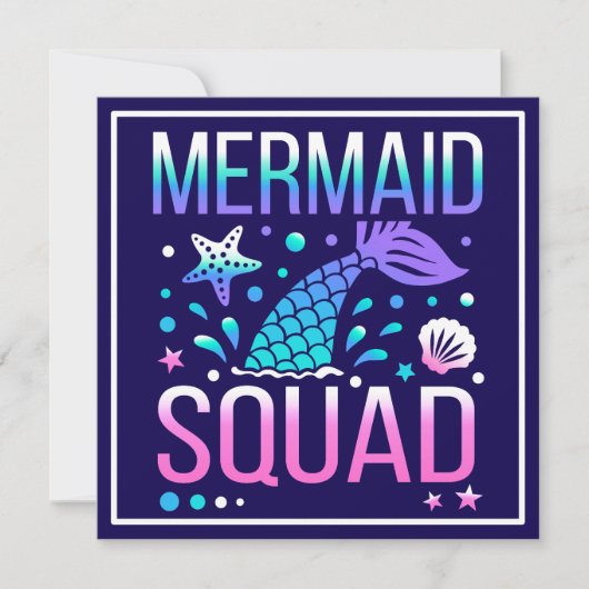 Happy Birthday Mermaid Squad-68296 Einladung (Vorderseite)