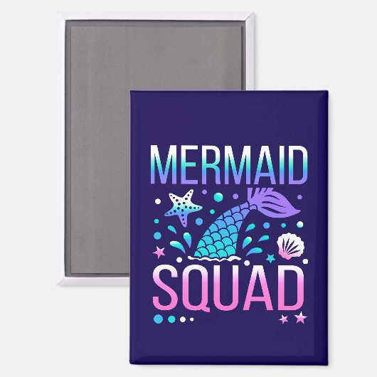 Happy Birthday Mermaid Squad-68296 Magnet (Vorderseite/Rückseite)