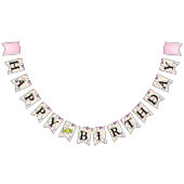 Happy Birthday Message Pink Candy Cane Bonbon Wimpelkette (Alle)