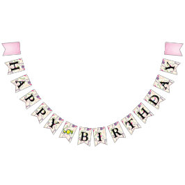 Happy Birthday Message Pink Candy Cane Bonbon Wimpelkette