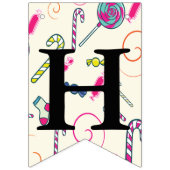 Happy Birthday Message Pink Candy Cane Bonbon Wimpelkette (Zweite Fahne)