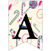 Happy Birthday Message Pink Candy Cane Bonbon Wimpelkette (Dritte Fahne)