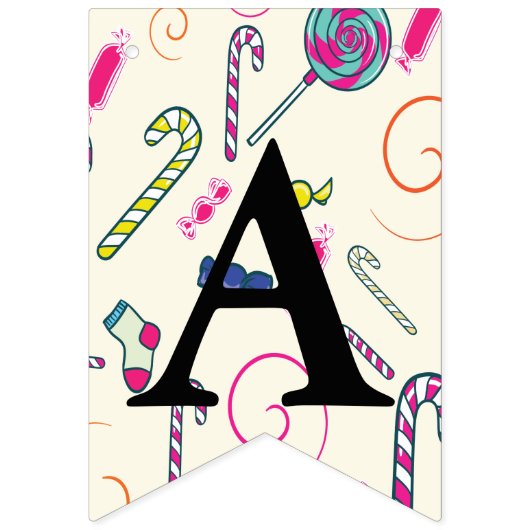 Happy Birthday Message Pink Candy Cane Bonbon Wimpelkette (Dritte Fahne)