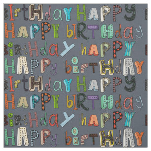 Happy Birthday Metall Stoff