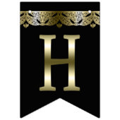 Happy Birthday Metallic Gold auf schwarz Wimpelkette (Zweite Fahne)