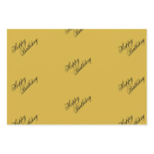 Happy Birthday Metallic Gold Wrapping Paper Sheets