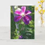 Happy Birthday Mimi Lila Blume Clematis Karte (Gelbe Blume)