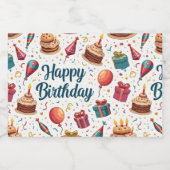 Happy Birthday Mini Weinflasche Etikett mit Ballon (Einzelnes Label)