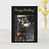 Happy Birthday Miniature Pinscher Grußkarte Karte (Gelbe Blume)