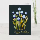 Happy Birthday minimale blaue Aquarellfarben Blume (Vorderseite)