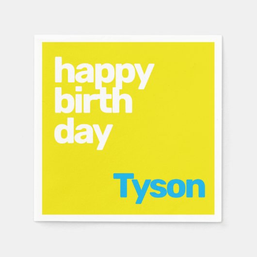 Happy Birthday minimale moderne gelb Serviette (Vorderseite)