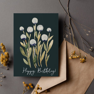 Happy Birthday minimale Retro-Aquarell-Blume Karte