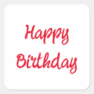 Happy Birthday Minimalistisch Red Trendy Custom Co Quadratischer Aufkleber
