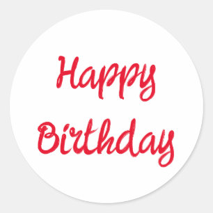 Happy Birthday Minimalistisch Red Trendy Custom Co Runder Aufkleber