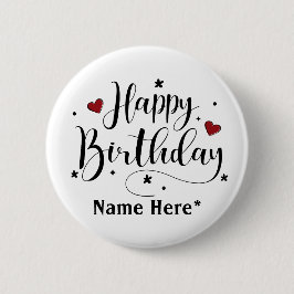 Happy Birthday Minimalistisch Typografie Kalligraf Button