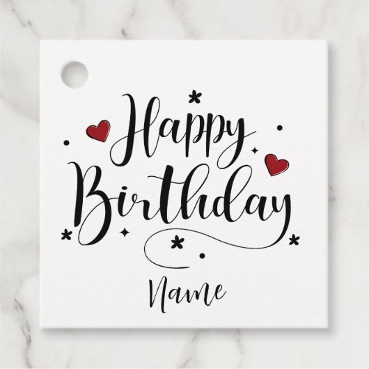 Happy Birthday Minimalistisch Typografie Kalligraf Geschenkanhänger (Vorderseite)