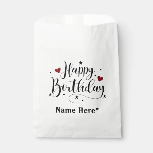 Happy Birthday Minimalistisch Typografie Kalligraf Geschenktütchen (Vorderseite)