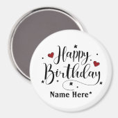 Happy Birthday Minimalistisch Typografie Kalligraf Magnet (Vorderseite/Rückseite)