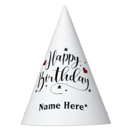 Happy Birthday Minimalistisch Typografie Kalligraf Partyhütchen