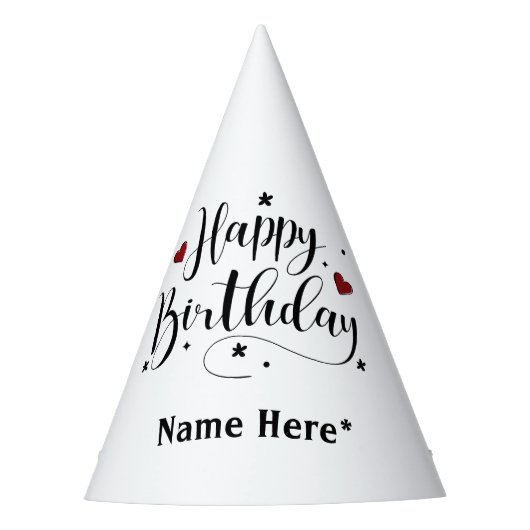 Happy Birthday Minimalistisch Typografie Kalligraf Partyhütchen (Vorderseite)