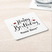 Happy Birthday Minimalistisch Typografie Kalligraf Rechteckiger Pappuntersetzer (angewinkelt)