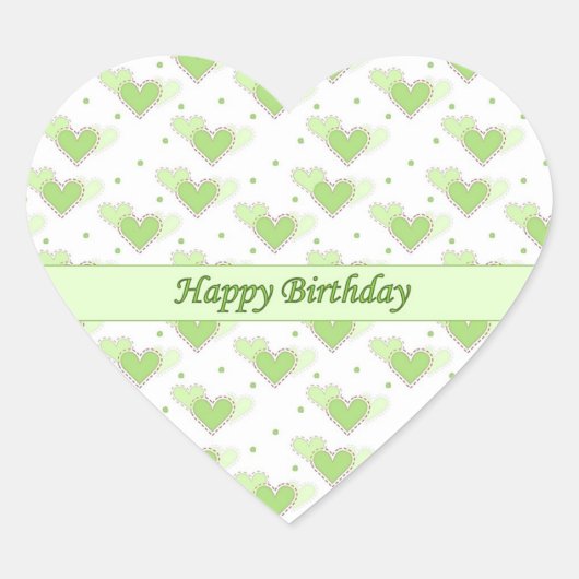 Happy Birthday Mint Green Hearts Sticker (Vorderseite)