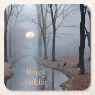 Happy Birthday Misty Morning Paper Untersetzer