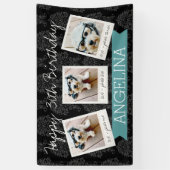 Happy Birthday mit 3 Fotos - kann wieder Farbe bea Banner (Vertikal)