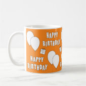 Happy Birthday mit Balloons Orange Hintergrund Kaffeetasse (Links)