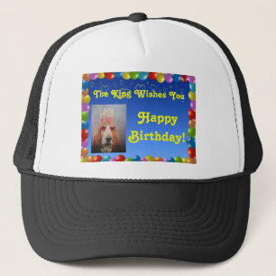 Happy Birthday mit Basset Hound King Truckerkappe