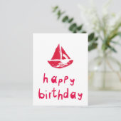 Happy Birthday mit Boot Postkarte (Stehend Vorderseite)