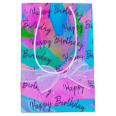 Happy Birthday mit Bow On Abstrakt Mittlere Geschenktüte (Vorderseite)