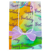 Happy Birthday mit Bow On Abstrakt Mittlere Geschenktüte (Rückseite)