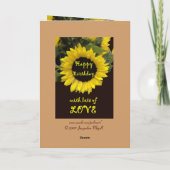 Happy Birthday mit fröhlicher Sonnenblume Karte (Rückseite)