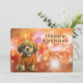 Happy Birthday mit Geburtstag Welpe Feiertagskarte (Stehend Vorderseite)