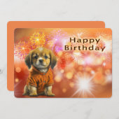 Happy Birthday mit Geburtstag Welpe Feiertagskarte (Vorne/Hinten)