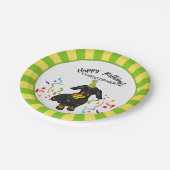 Happy Birthday mit Ihrer Dackel Hund Party Pappteller (Schrägansicht)
