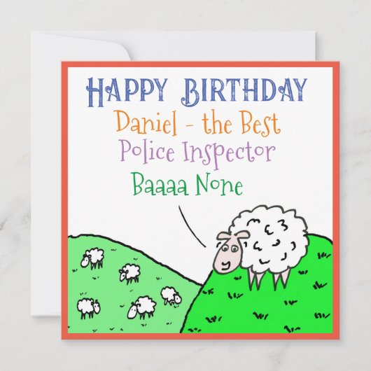 Happy Birthday mit lustiger Sheep Design Illustrat Karte (Vorderseite)