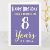 Happy Birthday mit Name & Alter 8 Jahre Karte (Gelbe Blume)